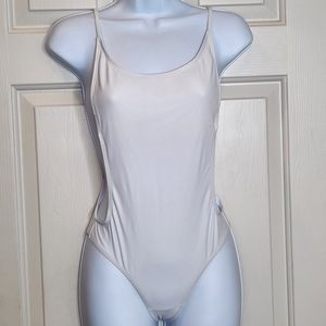 Sunny Co White One Piece Cheaky Swim Suit Size S